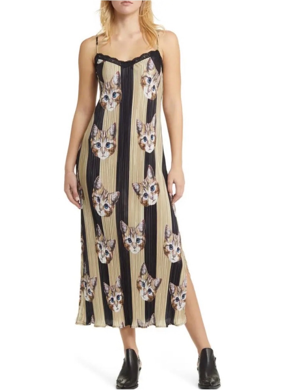 Dressed in LALA Money Honey Plisse Midi Slip Dress - Picture 4 of 5